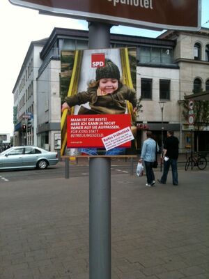Plakatierung "Für Kitas gegen Betreuungsgeld" 2012